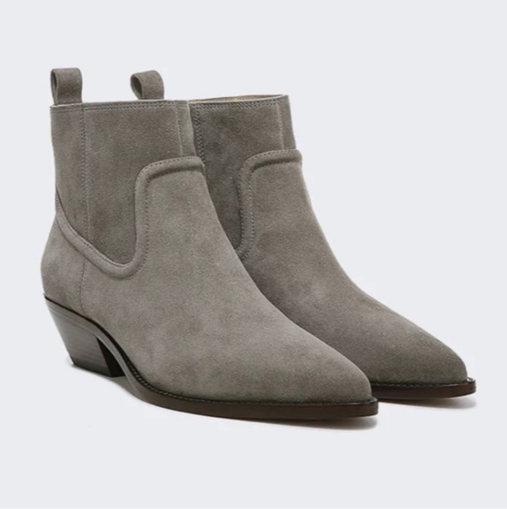 Veronica Beard Western Style Suede Kinsley Boots Grey